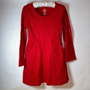 WONDER NATION Red Sparkly Glitter Girls Dress Small 6/6X